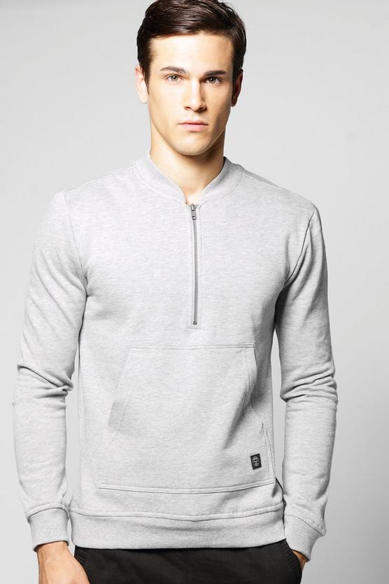 Bomber Neck Zip Sweatshirt